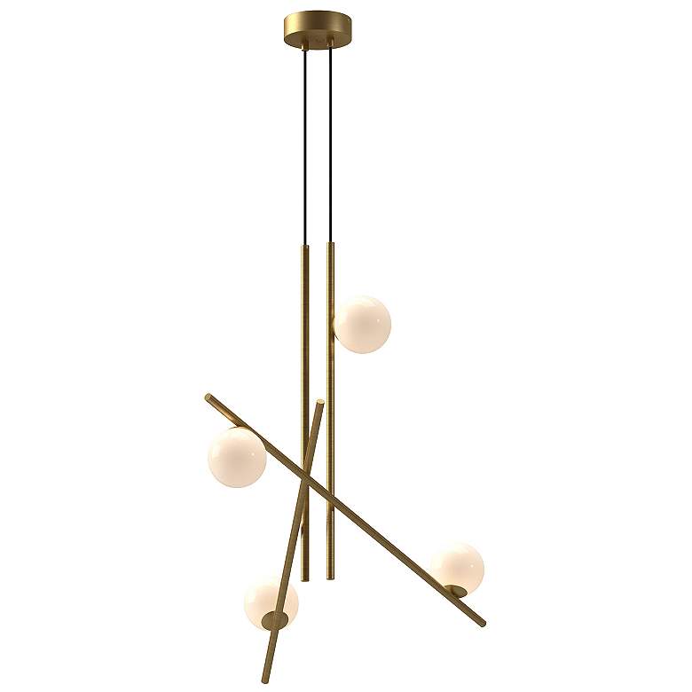 Image 1 Kuzco Amara LED 32-in Brushed Gold/Glossy Opal Glass LED Chandeliers