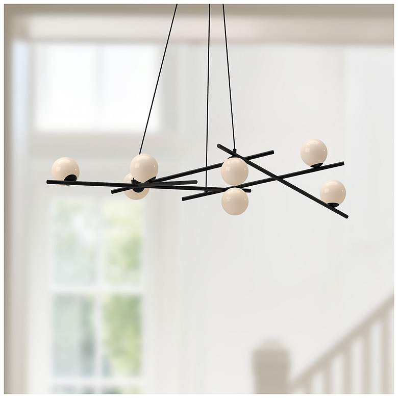Image 2 Kuzco Amara LED 54-in Black/Glossy Opal Glass LED Chandelier more views