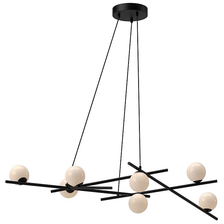 Image 2 Kuzco Amara LED 54-in Black/Glossy Opal Glass LED Chandeliers