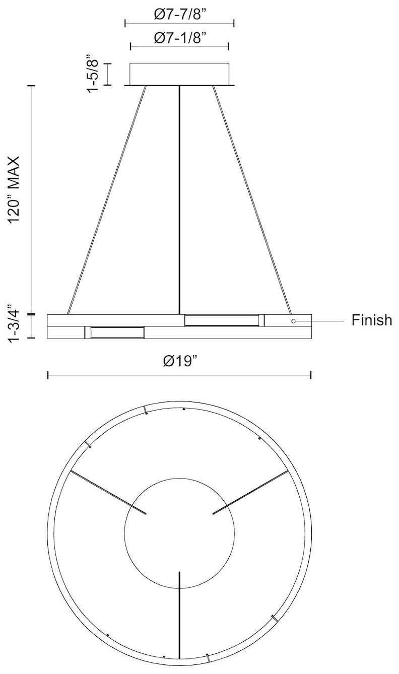 Image 3 Kuzco Anello Minor LED 19-in Brushed Nickel Pendant more views