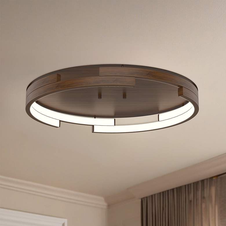 Image 1 Kuzco Anello Minor LED 19-in Walnut Flush Mount