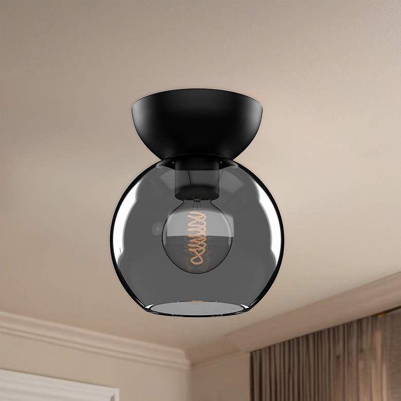 Image 1 Kuzco Arcadia E26 6-in Black/Smoked Semi-Flush Mount