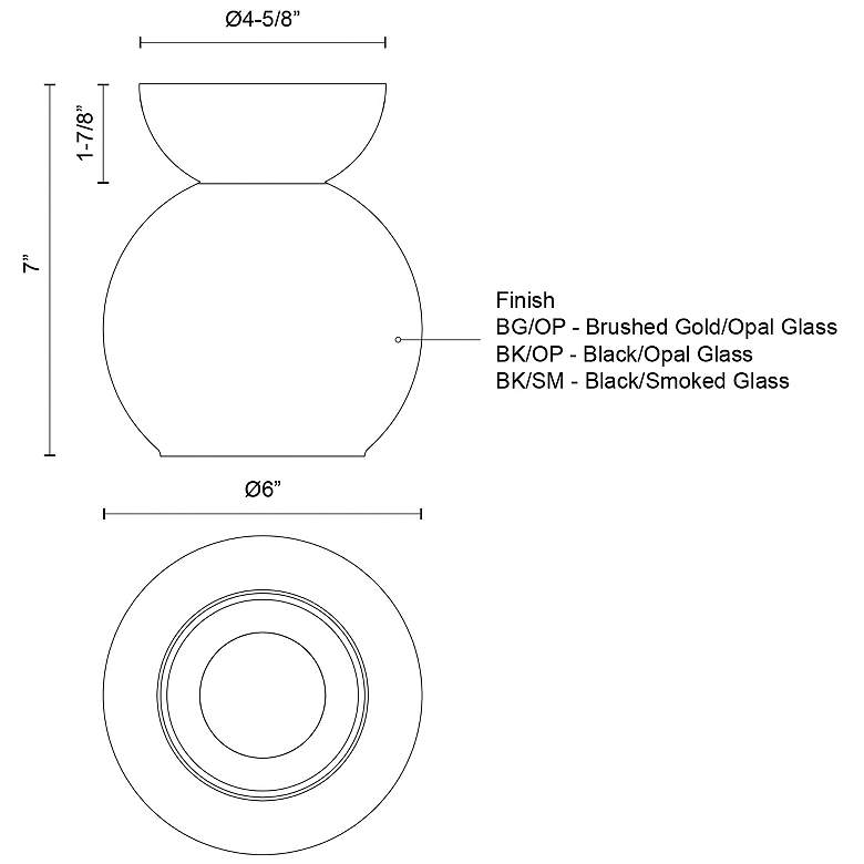 Image 3 Kuzco Arcadia E26 6-in Black/Smoked Semi-Flush Mount more views