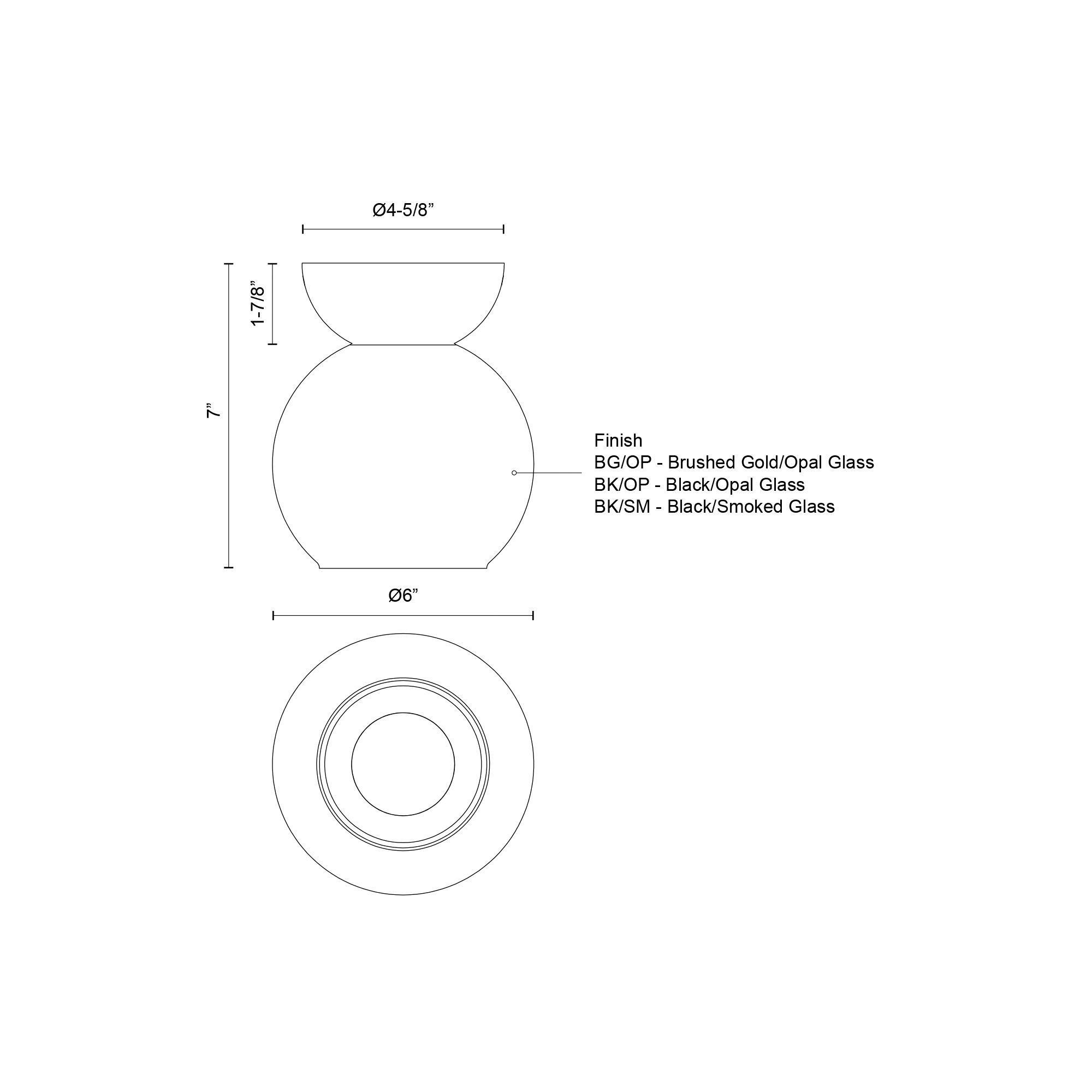 Image 4 Kuzco Arcadia E26 6-in Brushed Gold/Opal Glass Semi-Flush Mount more views