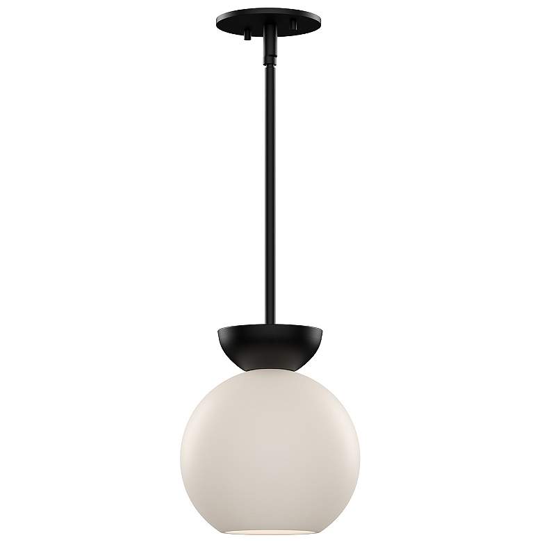 Image 1 Kuzco Arcadia E26 8-in Black/Opal Glass Pendant