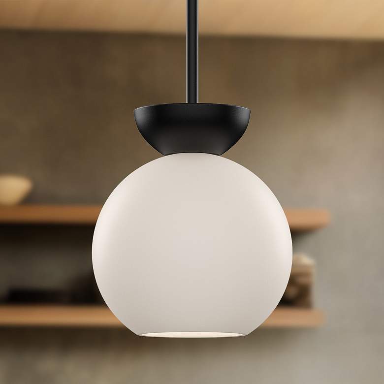 Image 1 Kuzco Arcadia E26 8-in Black/Opal Glass Pendant