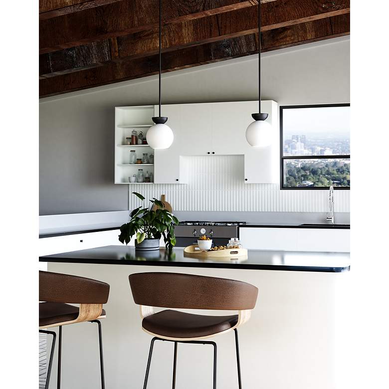 Image 3 Kuzco Arcadia E26 8-in Black/Opal Glass Pendant more views