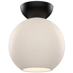 Kuzco Arcadia E26 8-in Black/Opal Glass Semi-Flush Mount