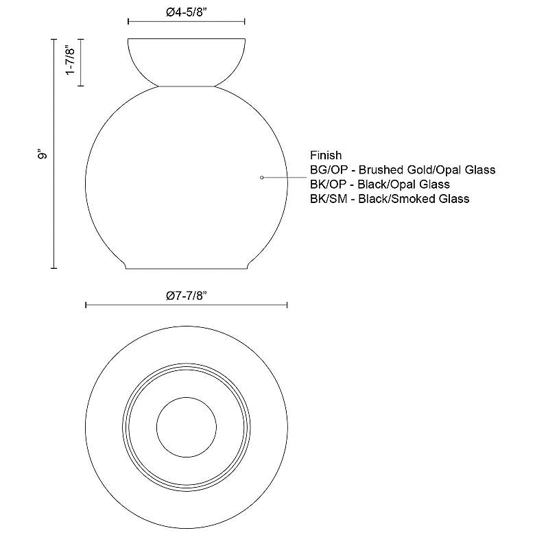 Image 2 Kuzco Arcadia E26 8-in Black/Opal Glass Semi-Flush Mount more views