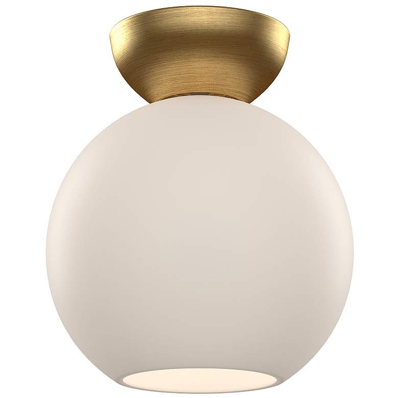 Image 1 Kuzco Arcadia E26 8-in Brushed Gold/Opal Glass Semi-Flush Mount