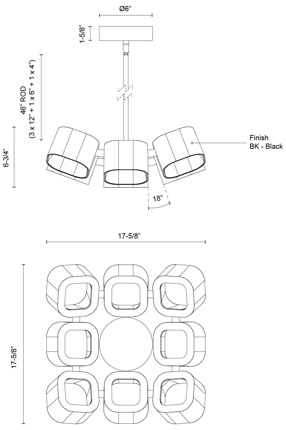 Kuzco Arena LED 18-in Black LED Chandelier