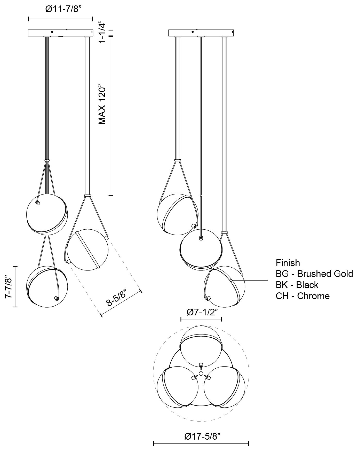 Image 3 Kuzco Aries LED 18-in Black LED Chandeliers more views