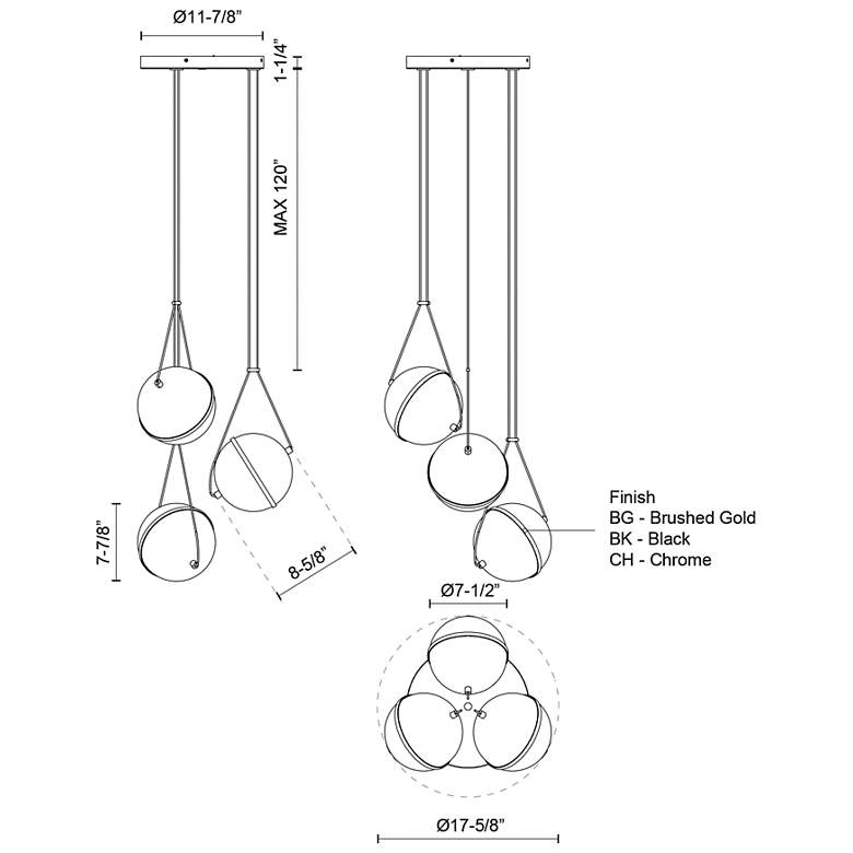 Image 3 Kuzco Aries LED 18-in Chrome LED Chandeliers more views