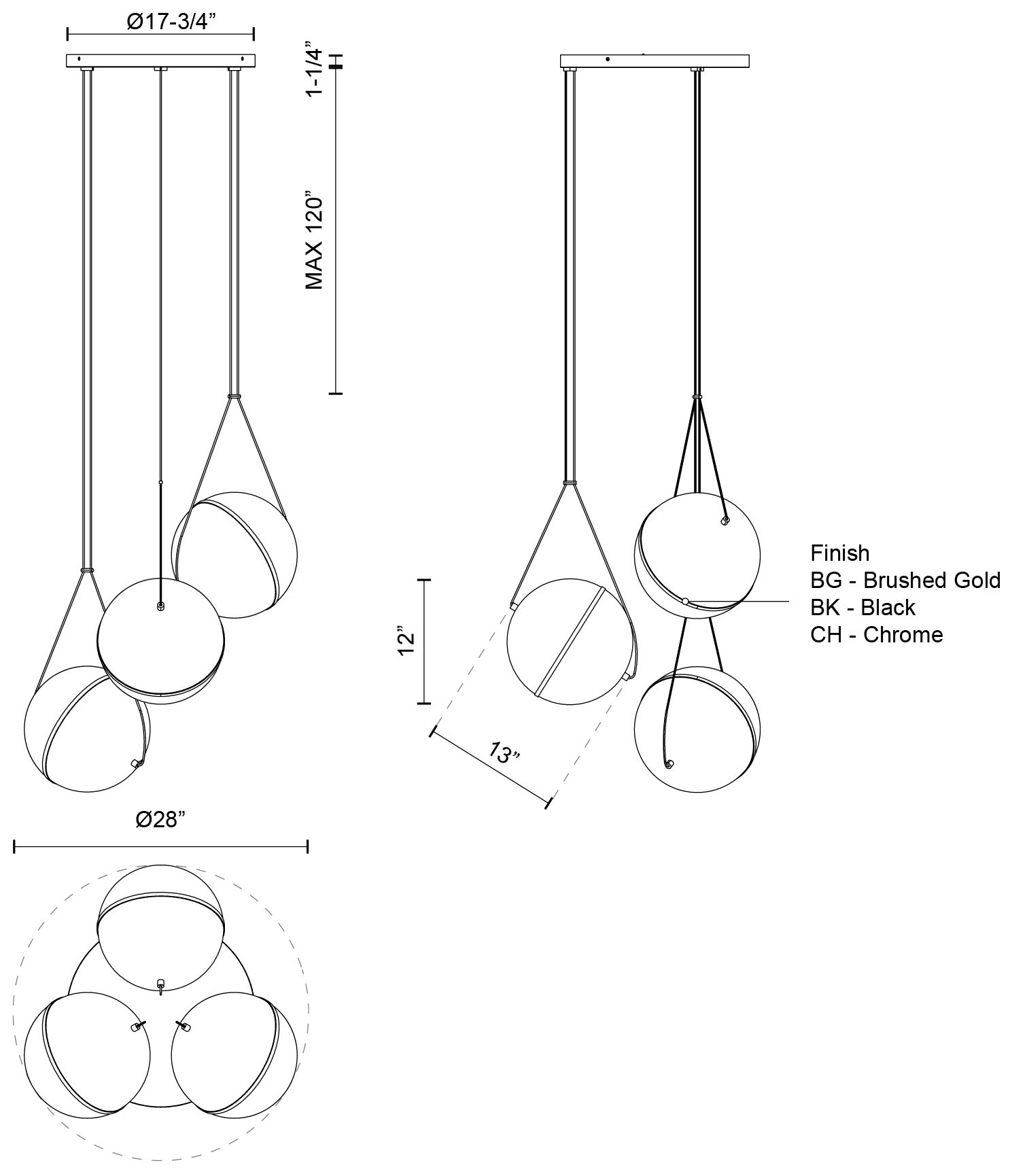 Image 4 Kuzco Aries LED 28-in Black LED Chandeliers more views