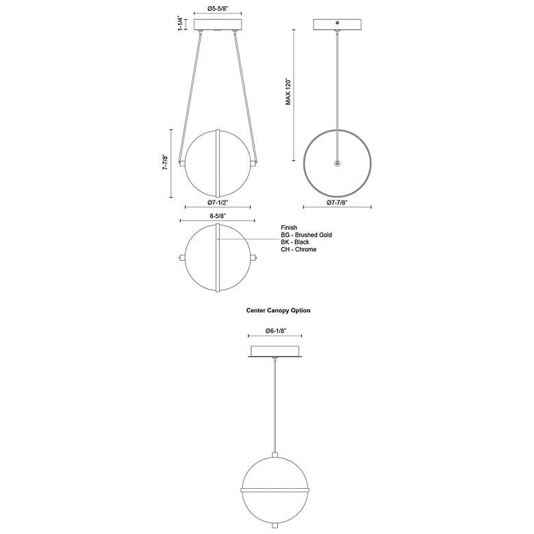 Image 4 Kuzco Aries LED 8-in Chrome Pendant more views
