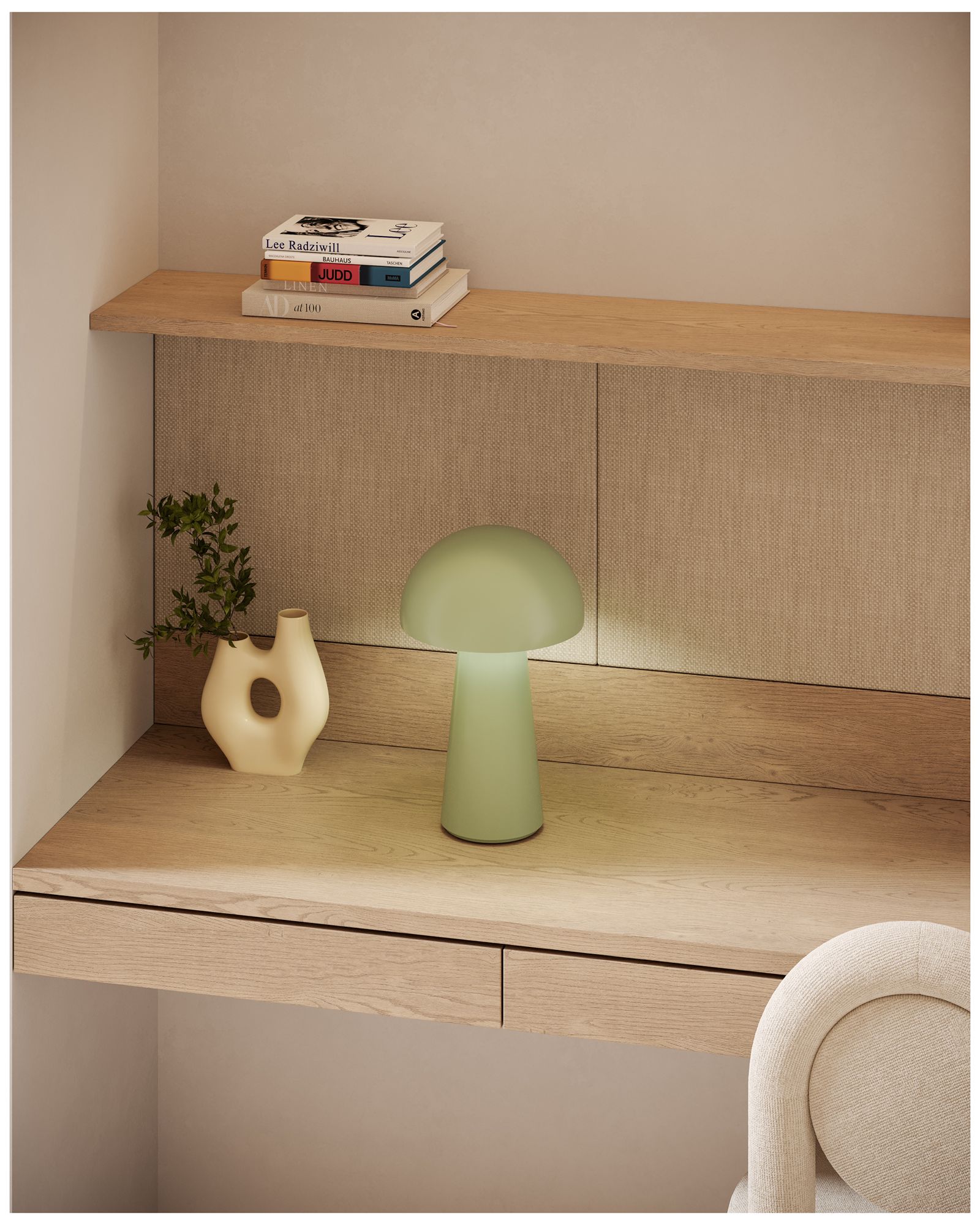 Image 3 Kuzco Asher LED 5-in Sage Green LED Table Lamp more views
