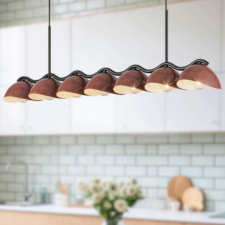 Image 1 Kuzco Atlas E12 42-in Black/Burgundy Linear Pendant