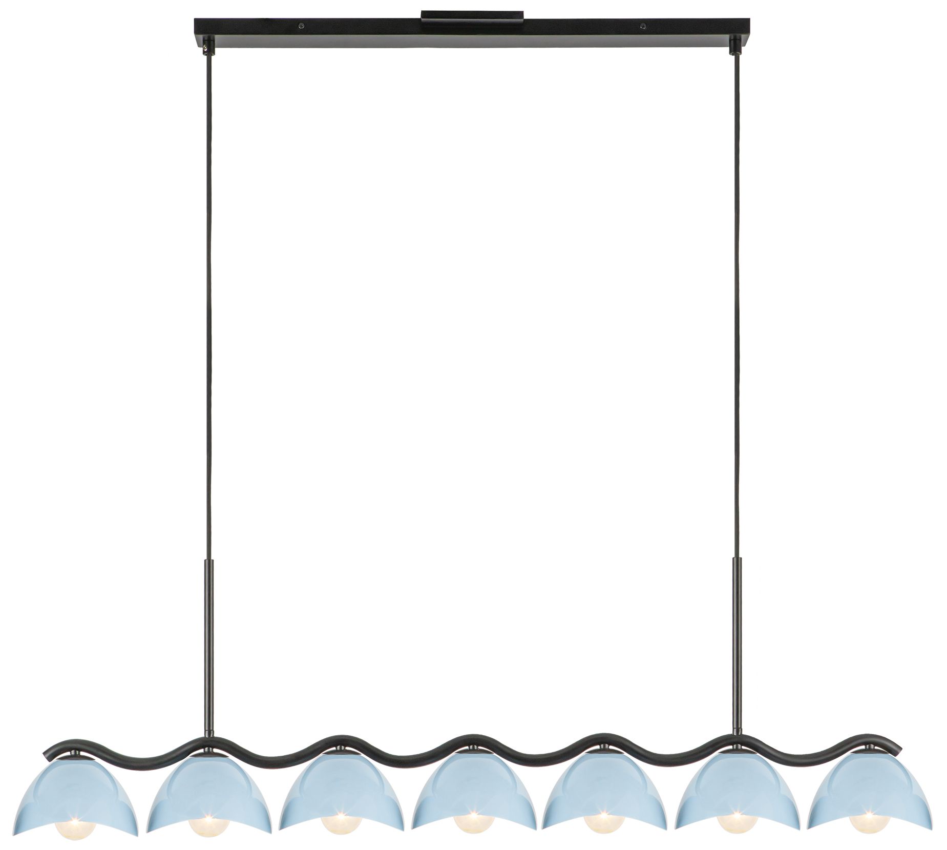 Image 3 Kuzco Atlas E12 42-in Black/Cerulean Linear Pendant more views