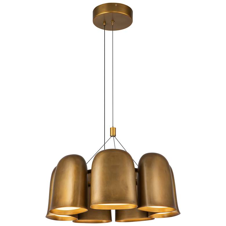 Image 1 Kuzco Bell LED 20-in Vintage Brass LED Chandelier