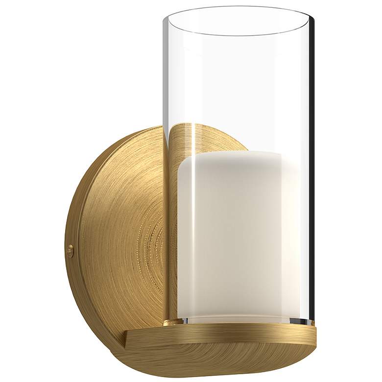 Image 1 Kuzco Birch LED 3-in Brushed Gold/Clear Wall Sconce