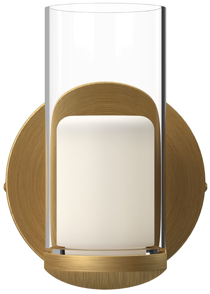 Image 2 Kuzco Birch LED 3-in Brushed Gold/Clear Wall Sconce more views