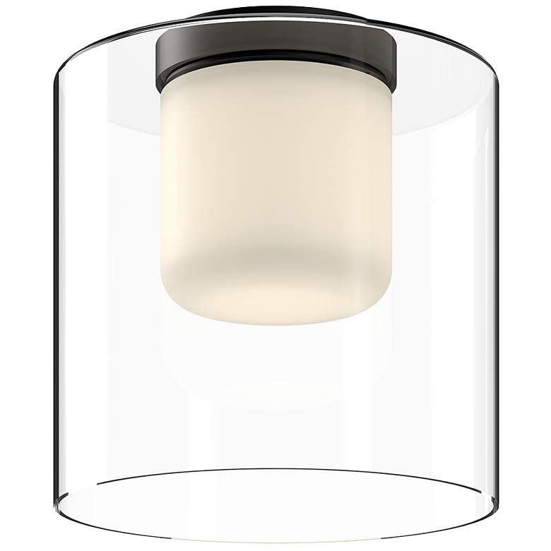 Image 1 Kuzco Birch LED 9-in Black/Clear Flush Mount