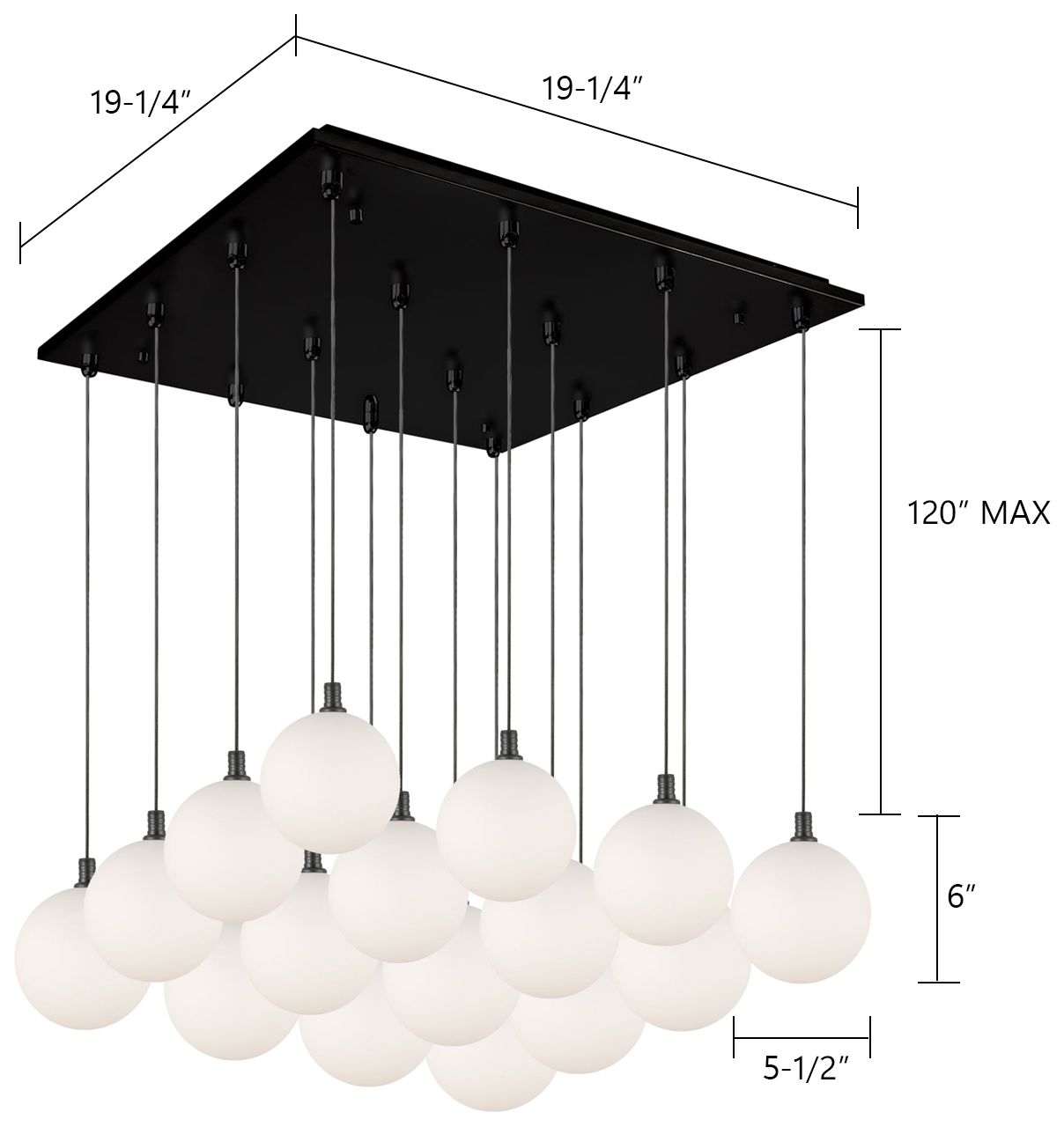 Image 2 Kuzco Bolla 21-in Black 16-Light Multi Pendant more views