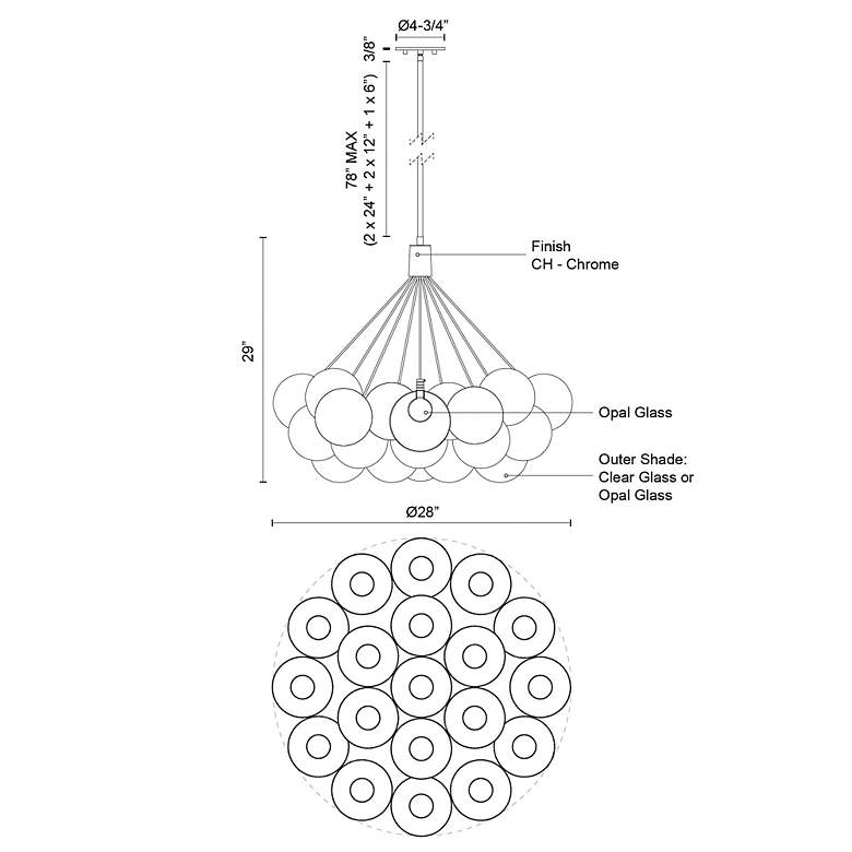 Image 6 Kuzco Bolla LED 16-in Black LED Chandelier more views