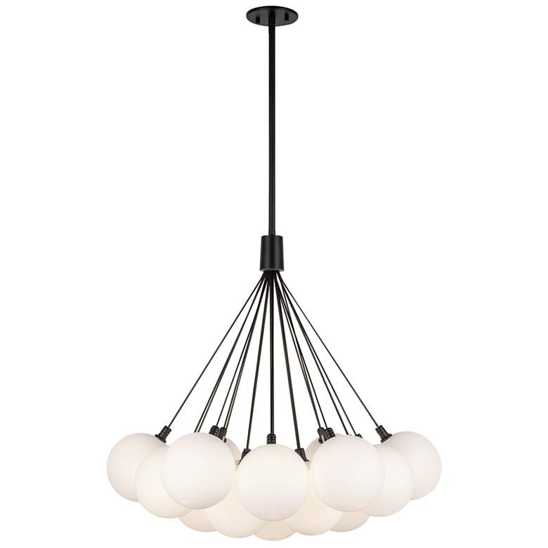 Image 1 Kuzco Bolla LED 28-in Black/Opal Glass LED Chandelier