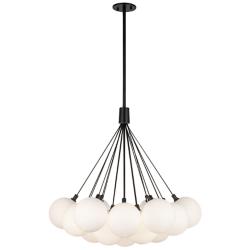 Kuzco Bolla LED 28-in Black/Opal Glass LED Chandelier
