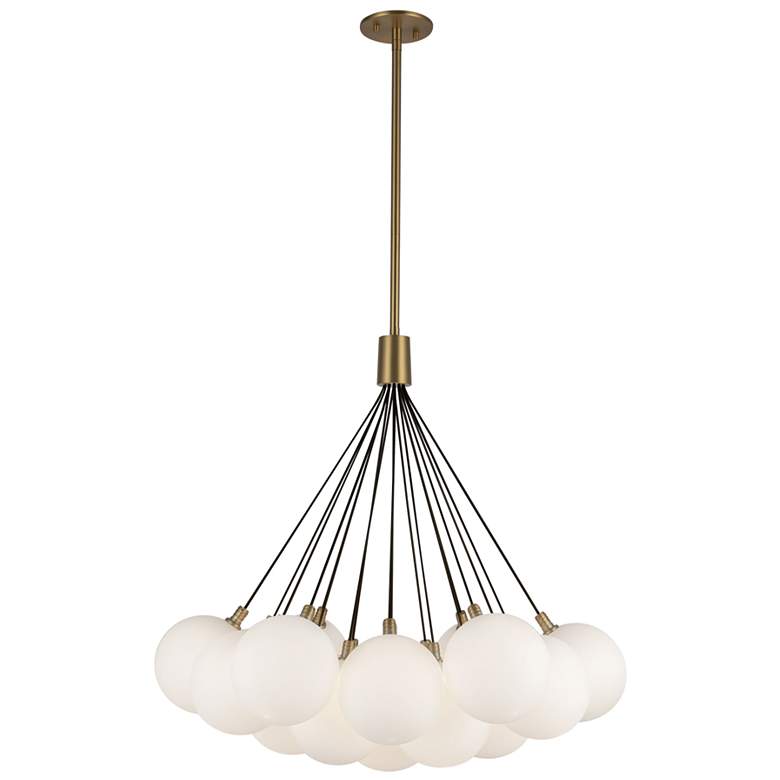 Image 1 Kuzco Bolla LED 28-in Brushed Gold/Opal Glass LED Chandelier