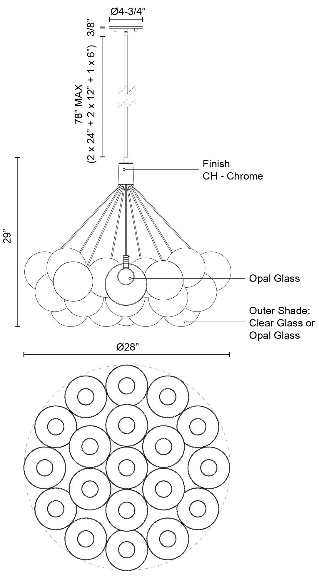 Image 4 Kuzco Bolla LED 28-in Brushed Gold/Opal Glass LED Chandelier more views