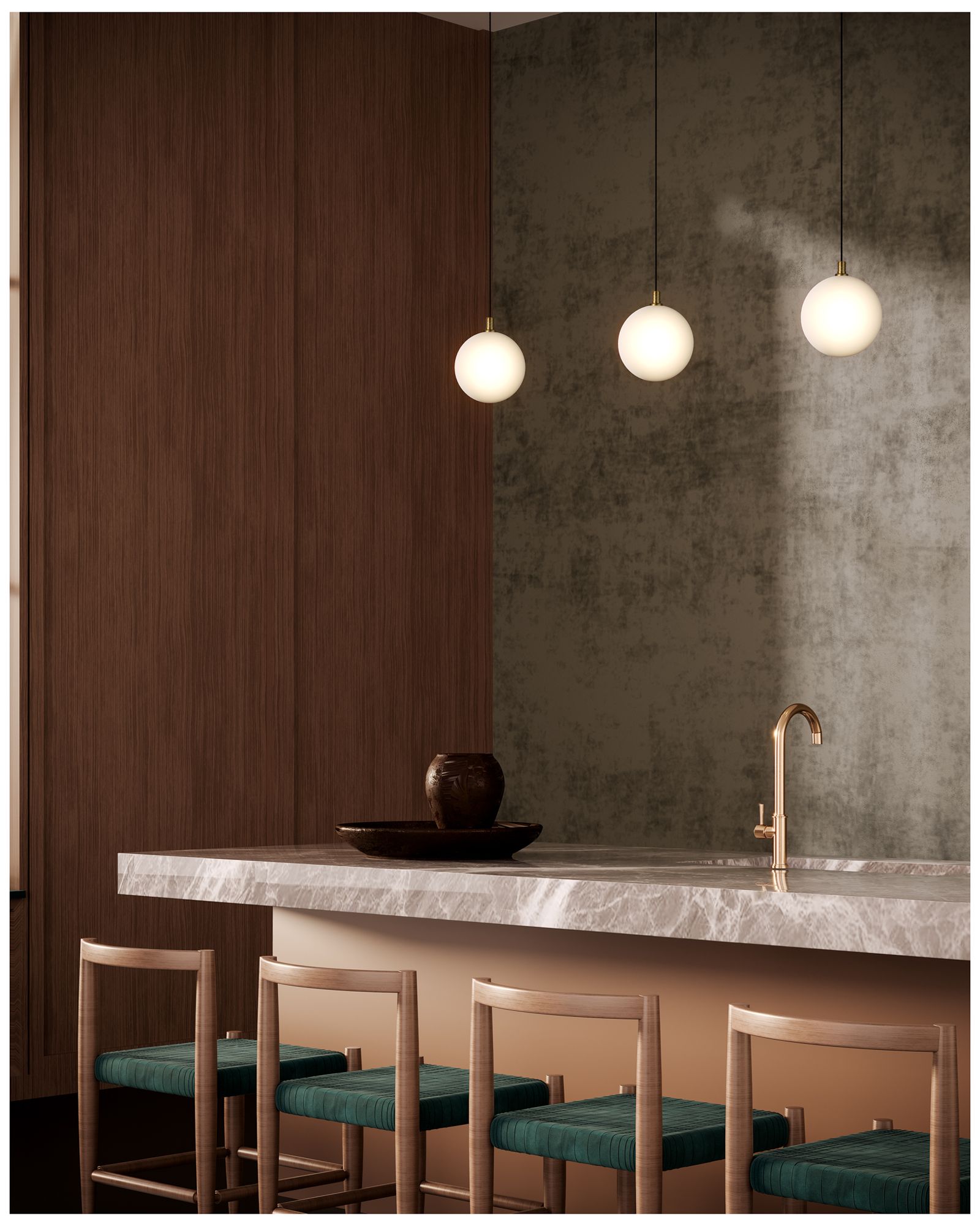 Image 3 Kuzco Bolla LED 6-in Brushed Gold/Opal Glass Pendant more views