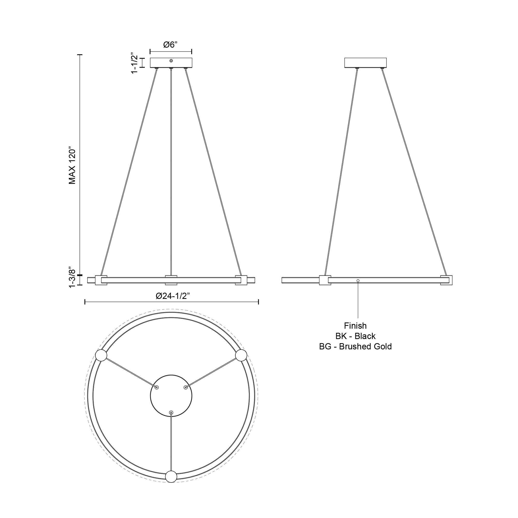 Image 3 Kuzco Bruni LED 24-in Brushed Gold Pendant more views