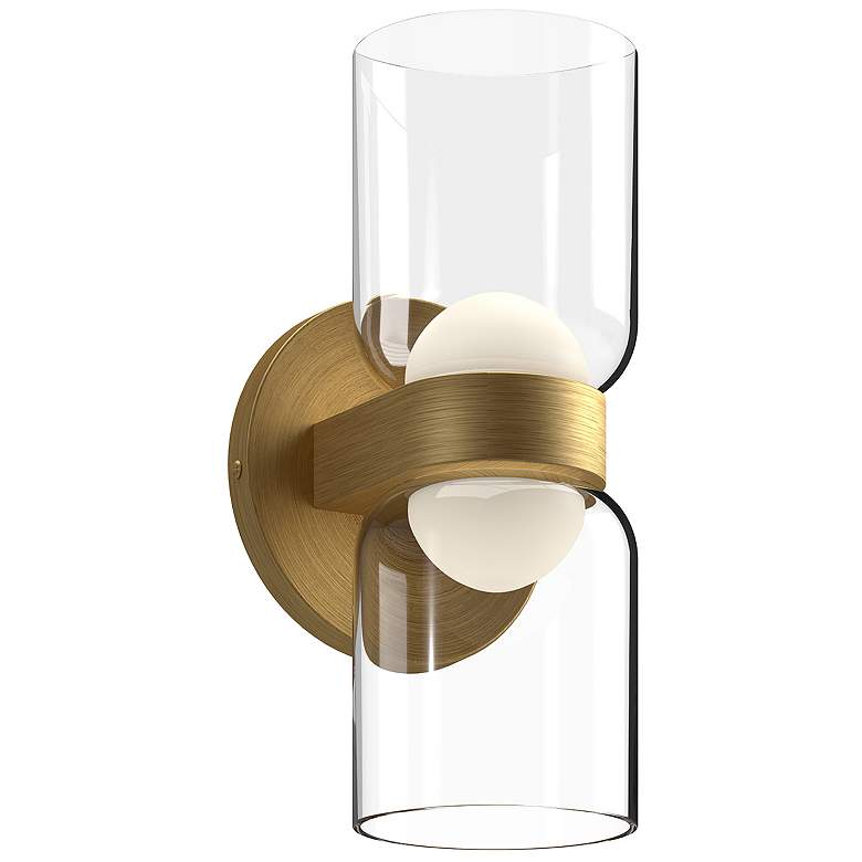 Image 1 Kuzco Cedar LED 11-in Brushed Gold/Clear Wall Sconce