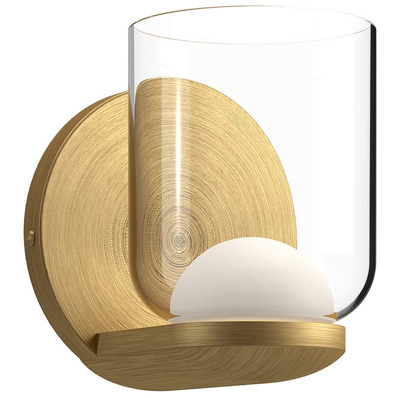 Image 1 Kuzco Cedar LED 4-in Brushed Gold/Clear Wall Sconce