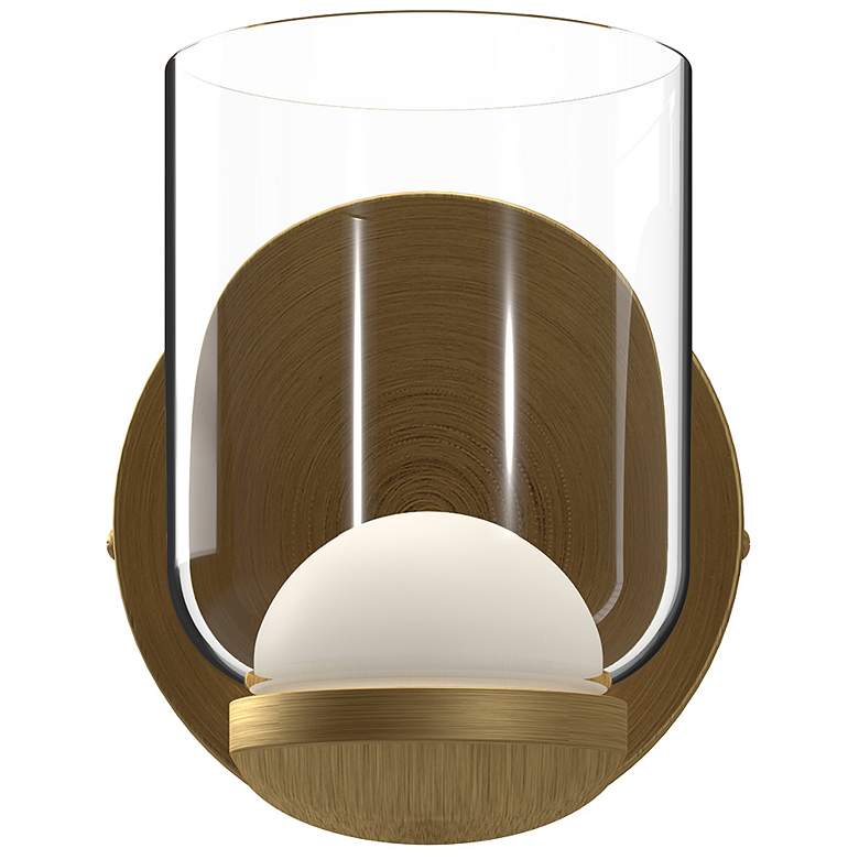 Image 2 Kuzco Cedar LED 4-in Brushed Gold/Clear Wall Sconce more views