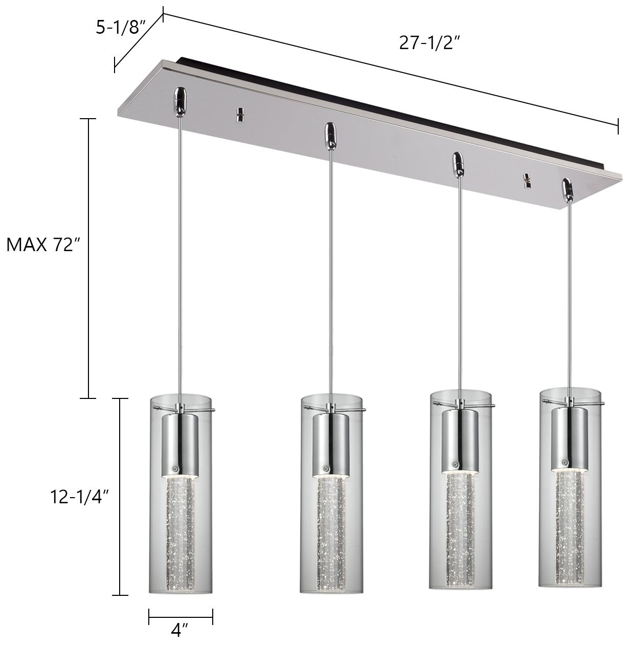Image 2 Kuzco Champagne 25-in Chrome 4-Light Multi Pendant more views