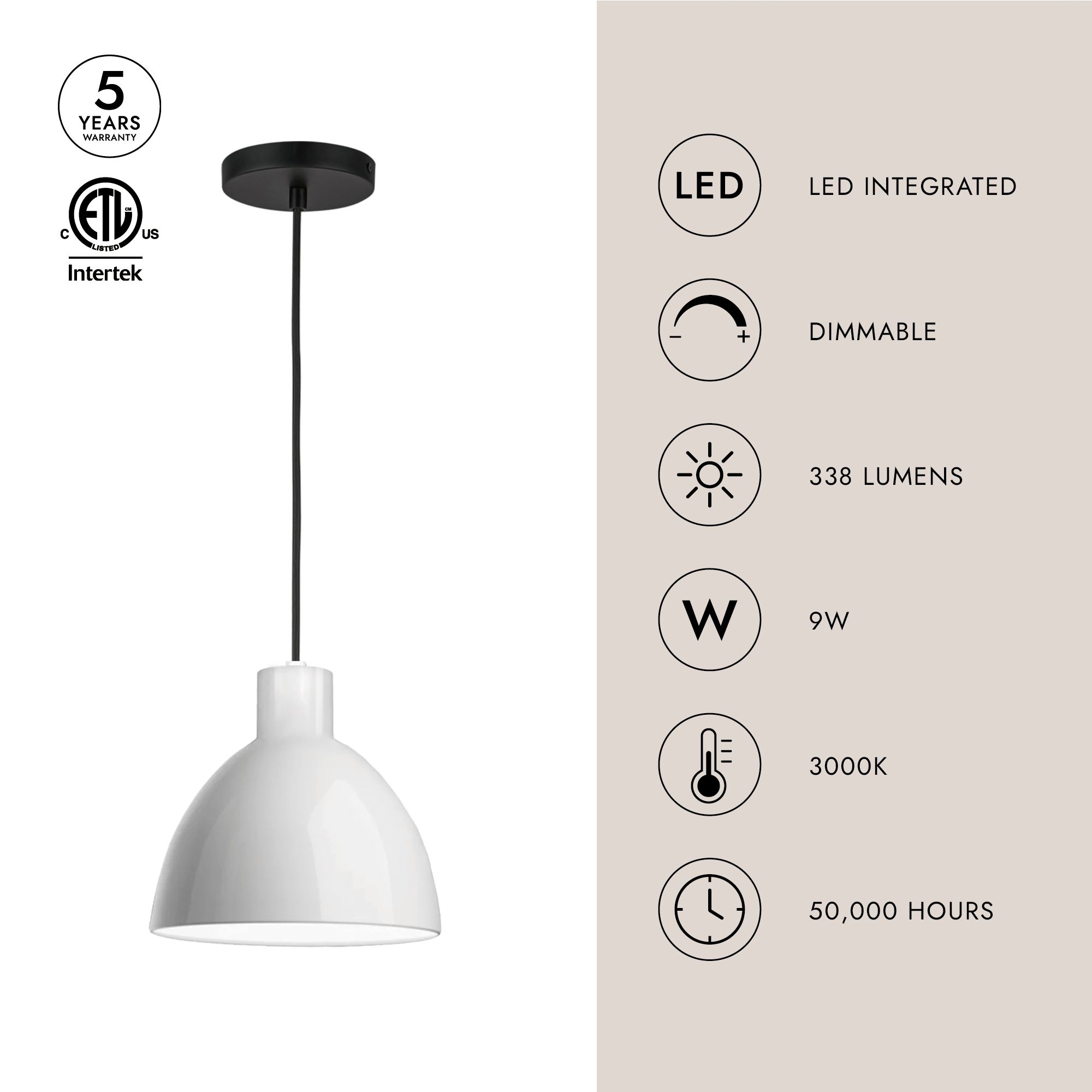 Image 4 Kuzco Chroma LED 6-in Glossy White Pendant more views