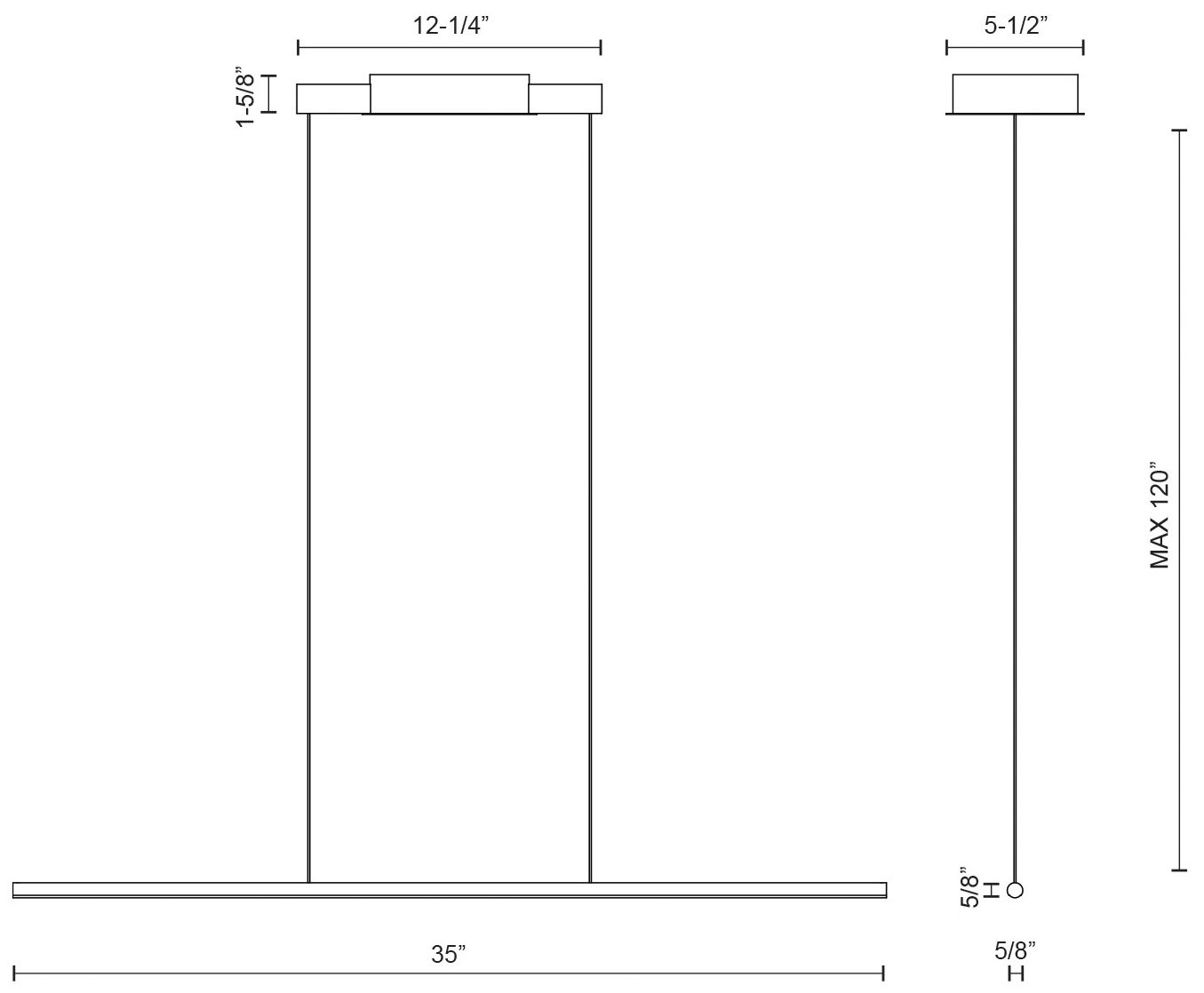 Image 4 Kuzco Chute LED 35-in Black Linear Pendant more views