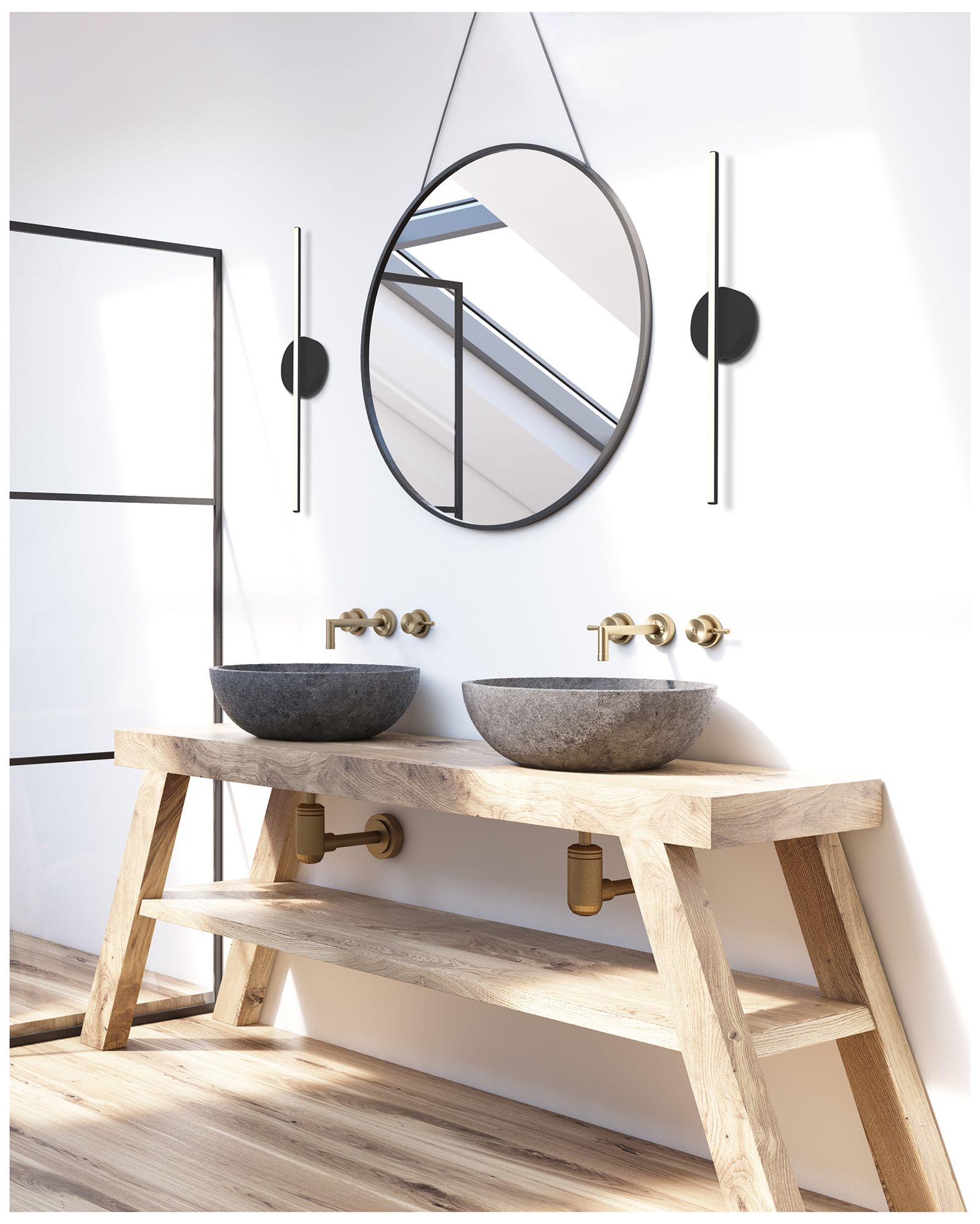 Image 3 Kuzco Chute LED 35-in Black Wall Sconce more views