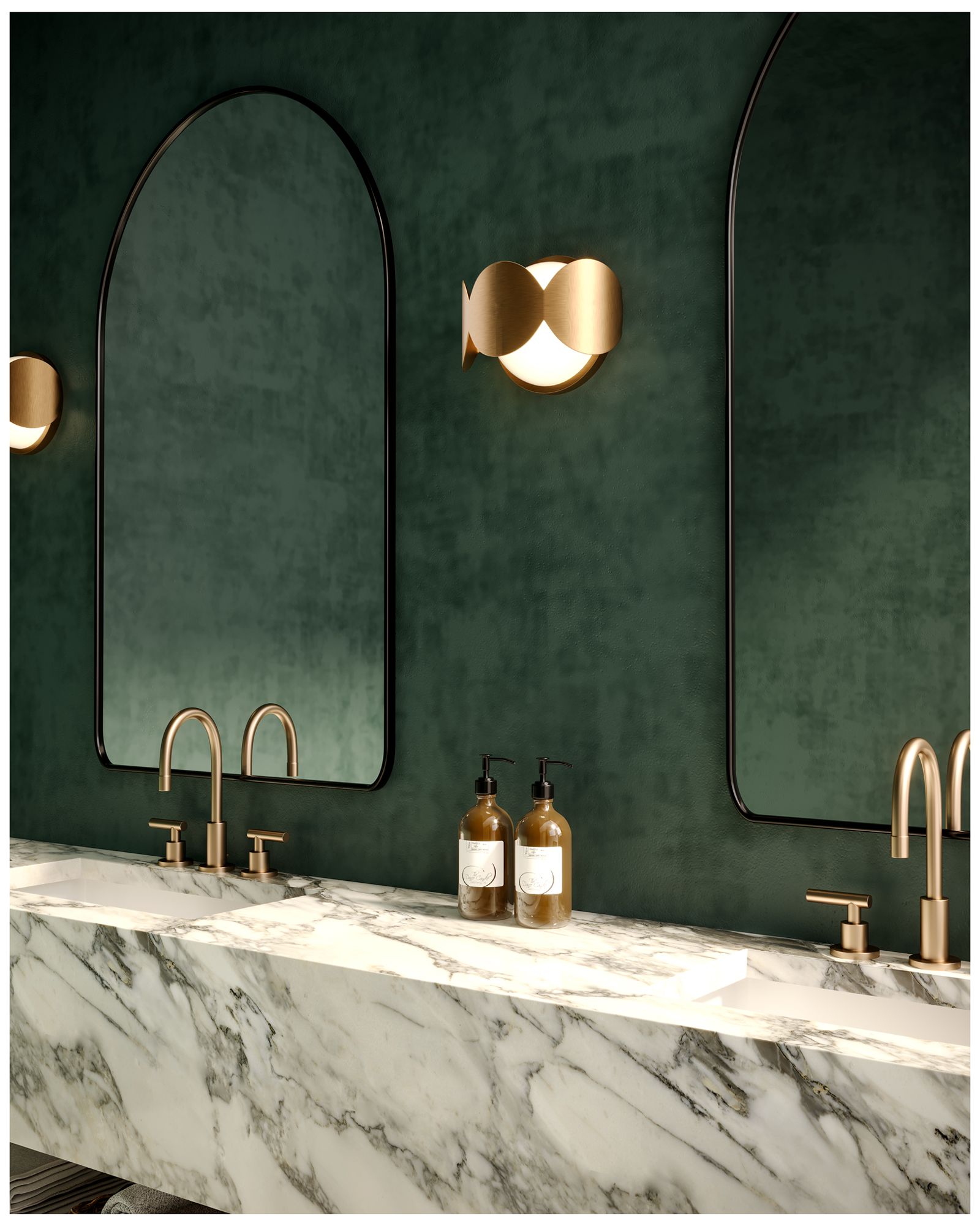 Image 3 Kuzco Ciel E12 10-in Brushed Gold/Opal Glass Wall Sconce more views