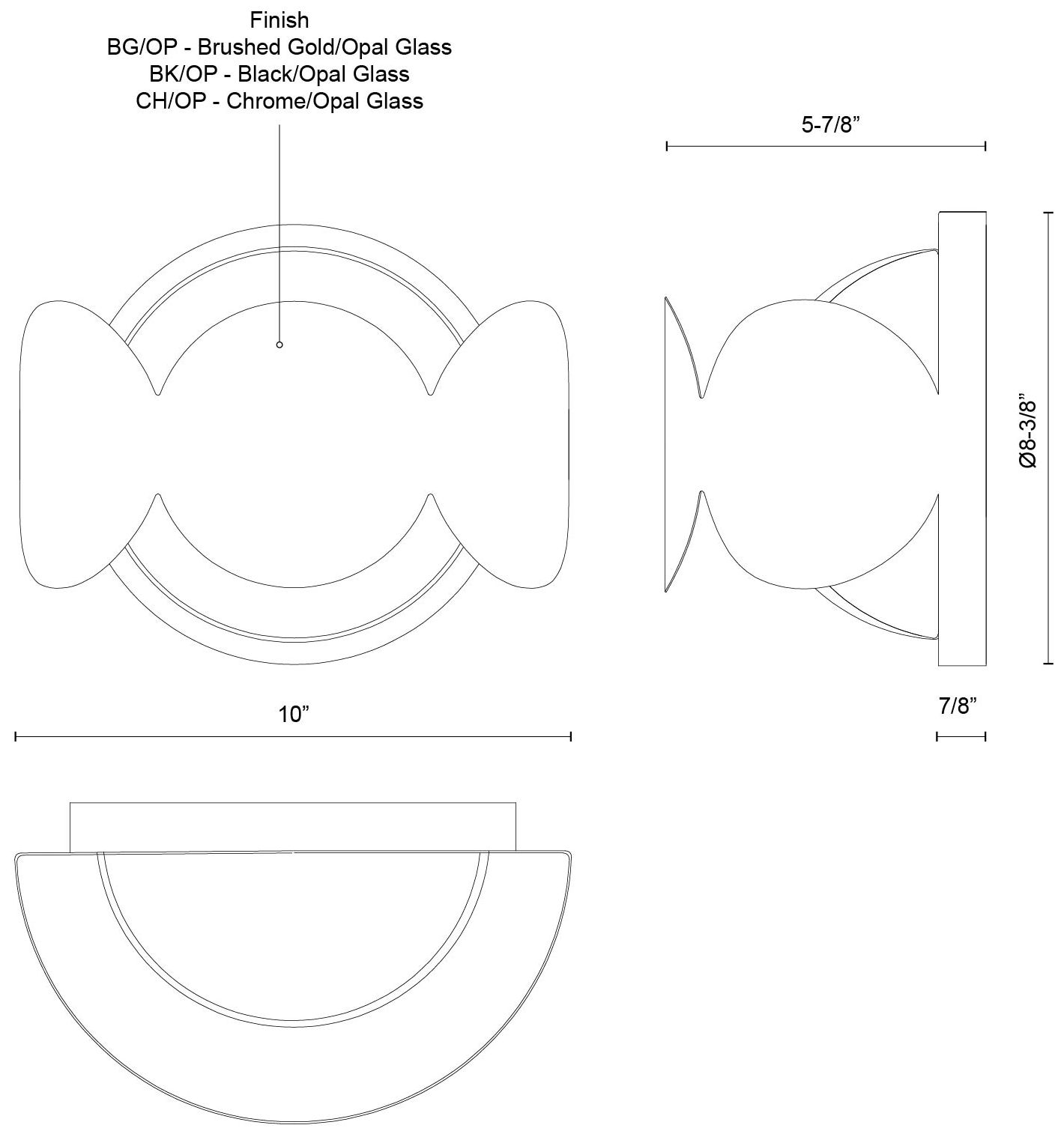 Image 5 Kuzco Ciel E12 10-in Chrome/Opal Glass Wall Sconce more views