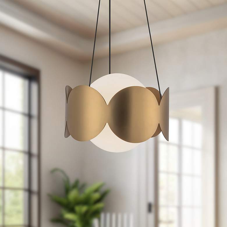 Image 3 Kuzco Ciel E26 10-in Brushed Gold/Opal Glass Socket Chandelier more views