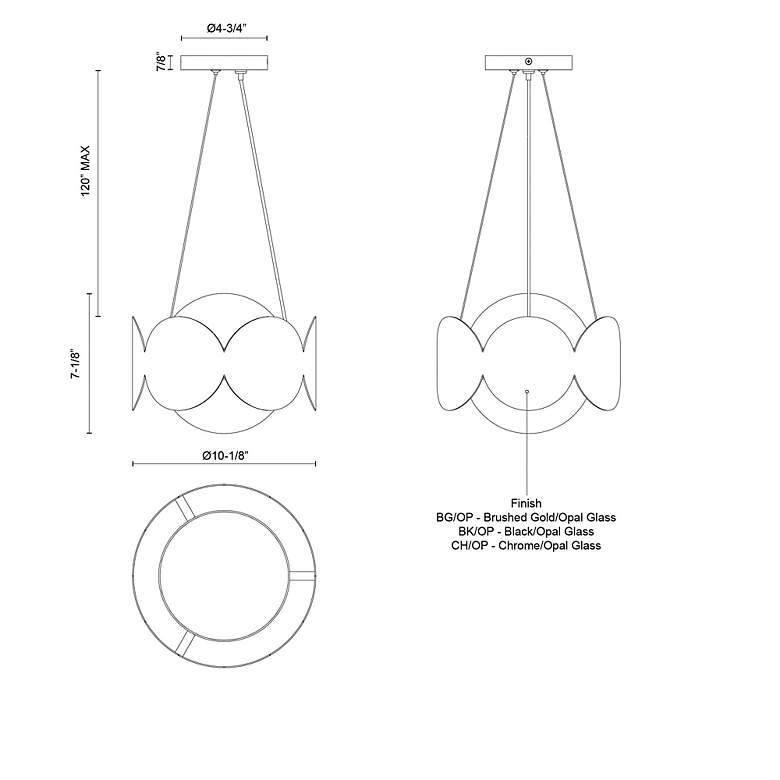 Image 7 Kuzco Ciel E26 10-in Brushed Gold/Opal Glass Socket Chandelier more views