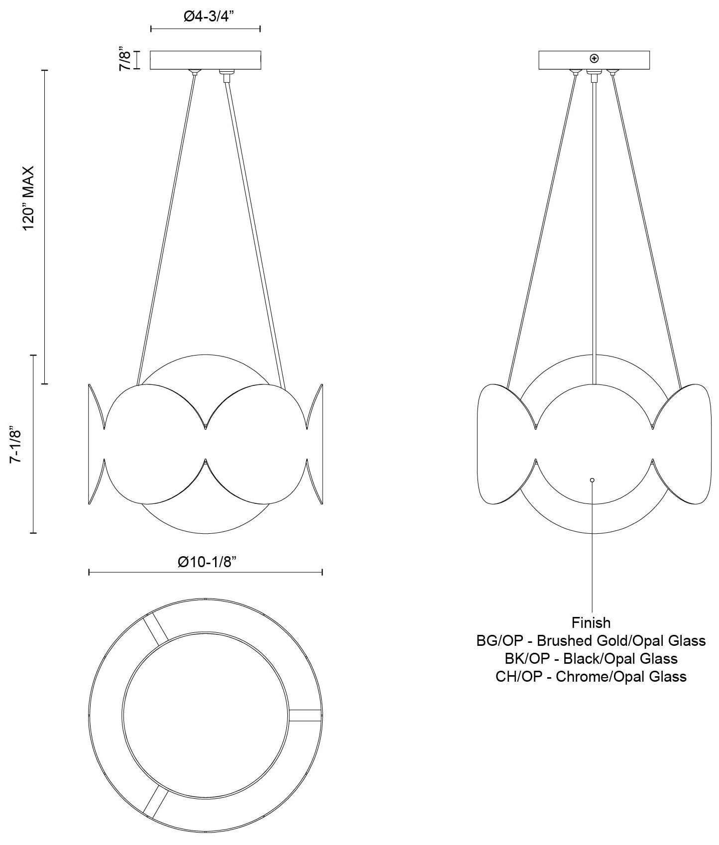 Image 6 Kuzco Ciel E26 10-in Chrome/Opal Glass Socket Chandelier more views