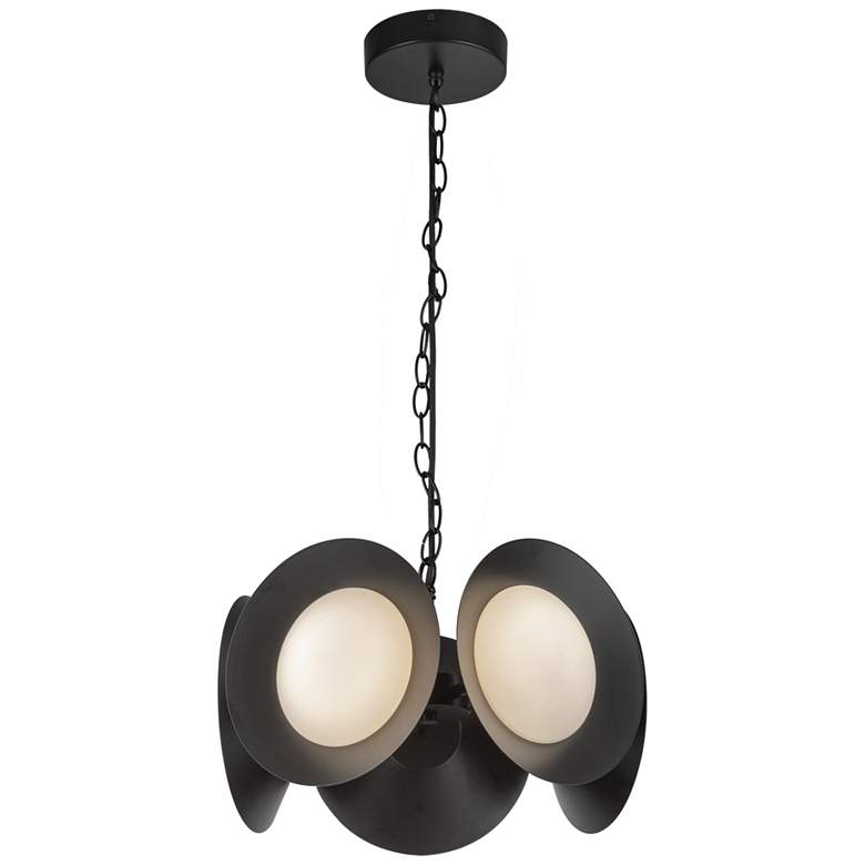 Image 1 Kuzco Cleo LED 16-in Black/Opal Glass LED Chandelier