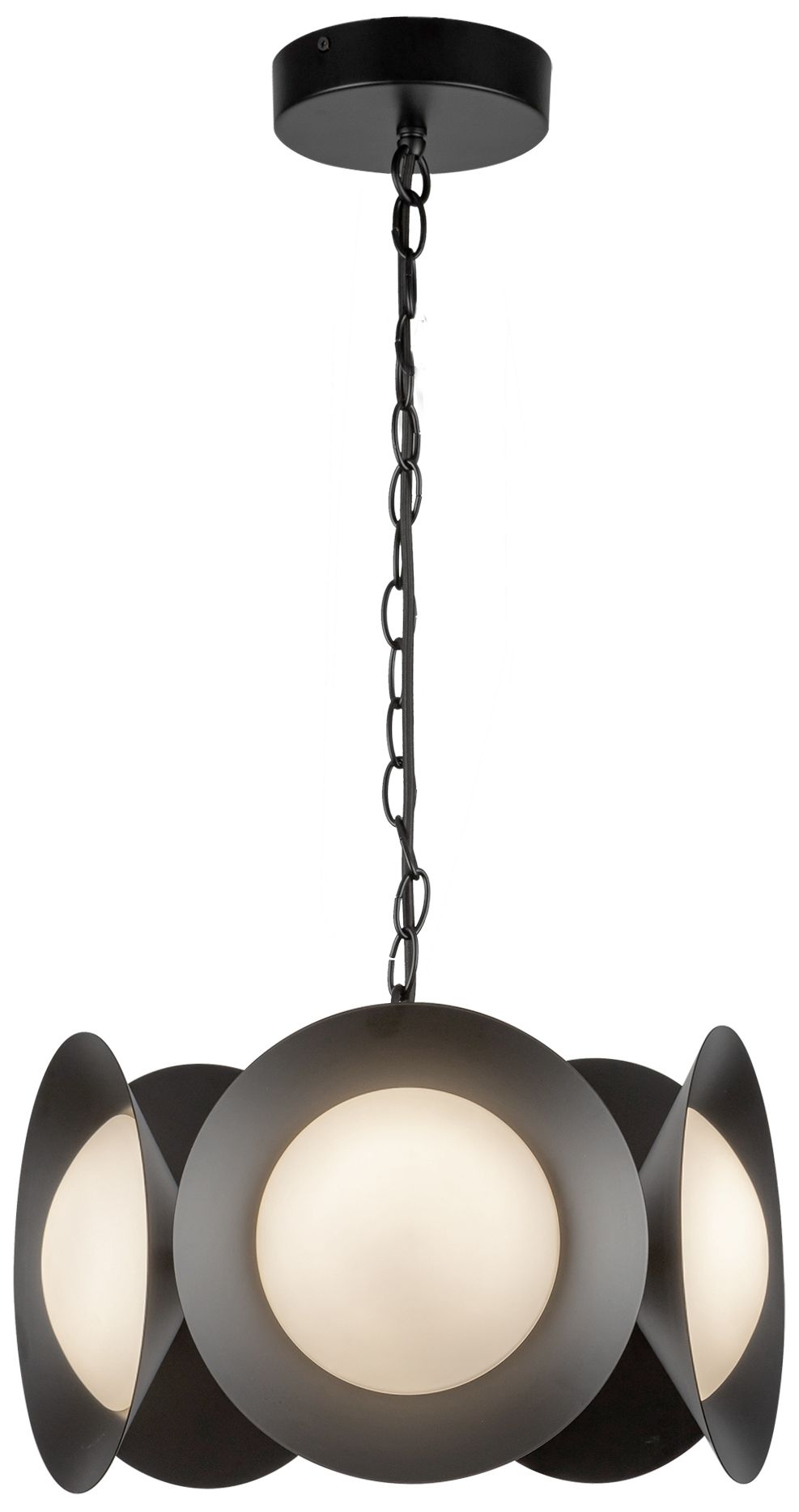 Image 4 Kuzco Cleo LED 16-in Black/Opal Glass LED Chandelier more views