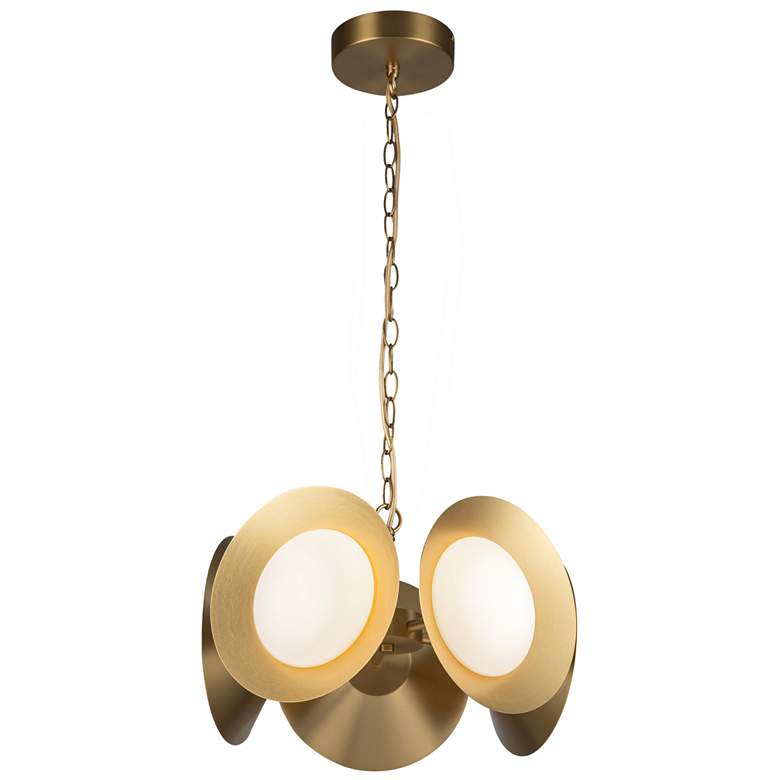 Image 1 Kuzco Cleo LED 16-in Brushed Gold/Opal Glass LED Chandelier