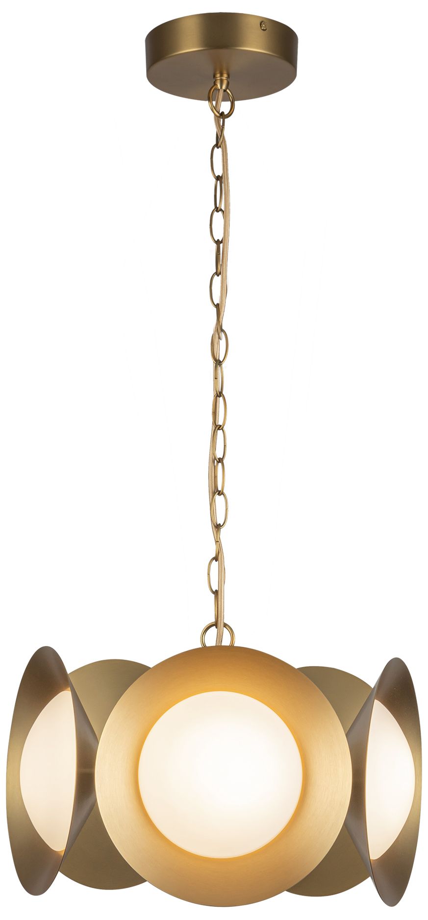 Image 2 Kuzco Cleo LED 16-in Brushed Gold/Opal Glass LED Chandelier more views